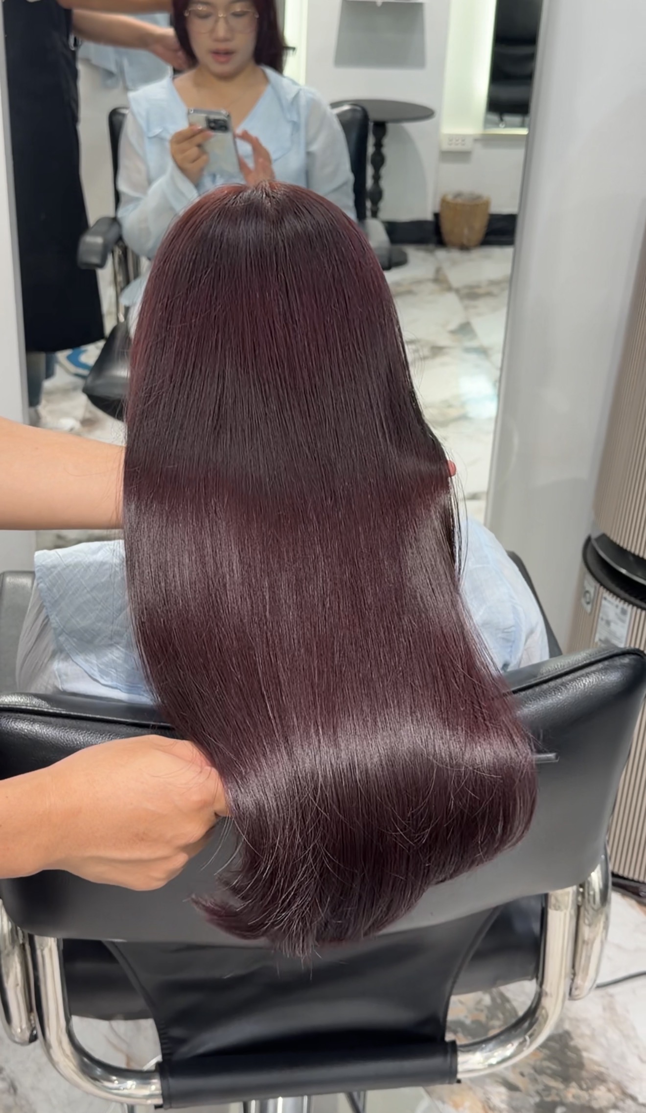 Kết quả nhuộm màu plum tại TUS Hair Studio